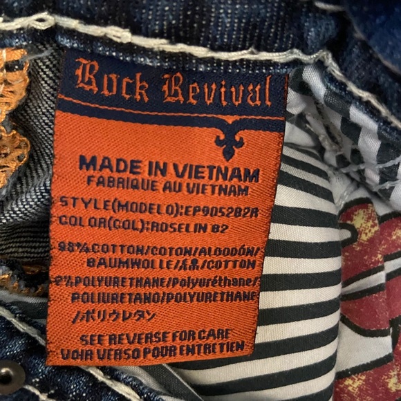 ROCK REVIVAL 26 ROSELIN BOOT CUT JEANS FLAP POCKETS CHUNKY STITCHING - Picture 10 of 12